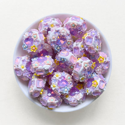 Flower Gem Rhinestone Clay Beads, Fancy Beads