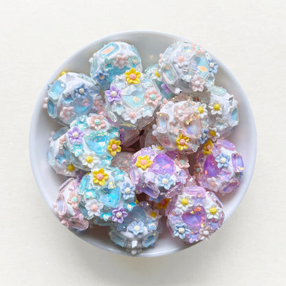Flower Gem Rhinestone Clay Beads, Fancy Beads