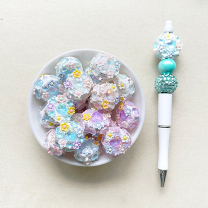 Flower Gem Rhinestone Clay Beads, Fancy Beads