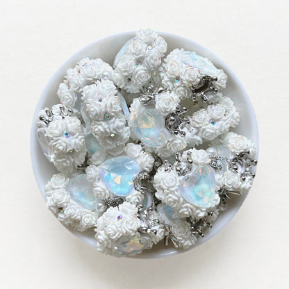 Fancy Flower Heart Gem Beads,Sparkling Polymer Clay Dangly Bead