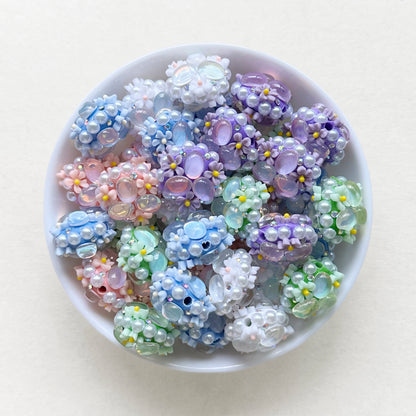 Gem Flower Pearls Polymer Clay Fancy Beads