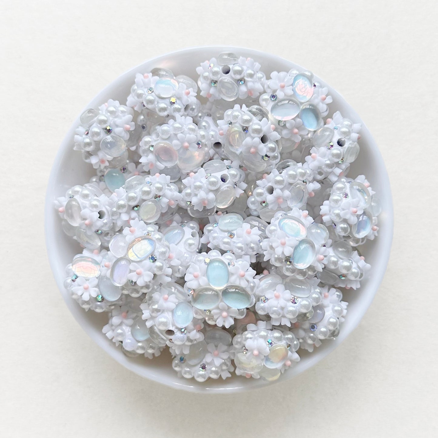 Gem Flower Pearls Polymer Clay Fancy Beads