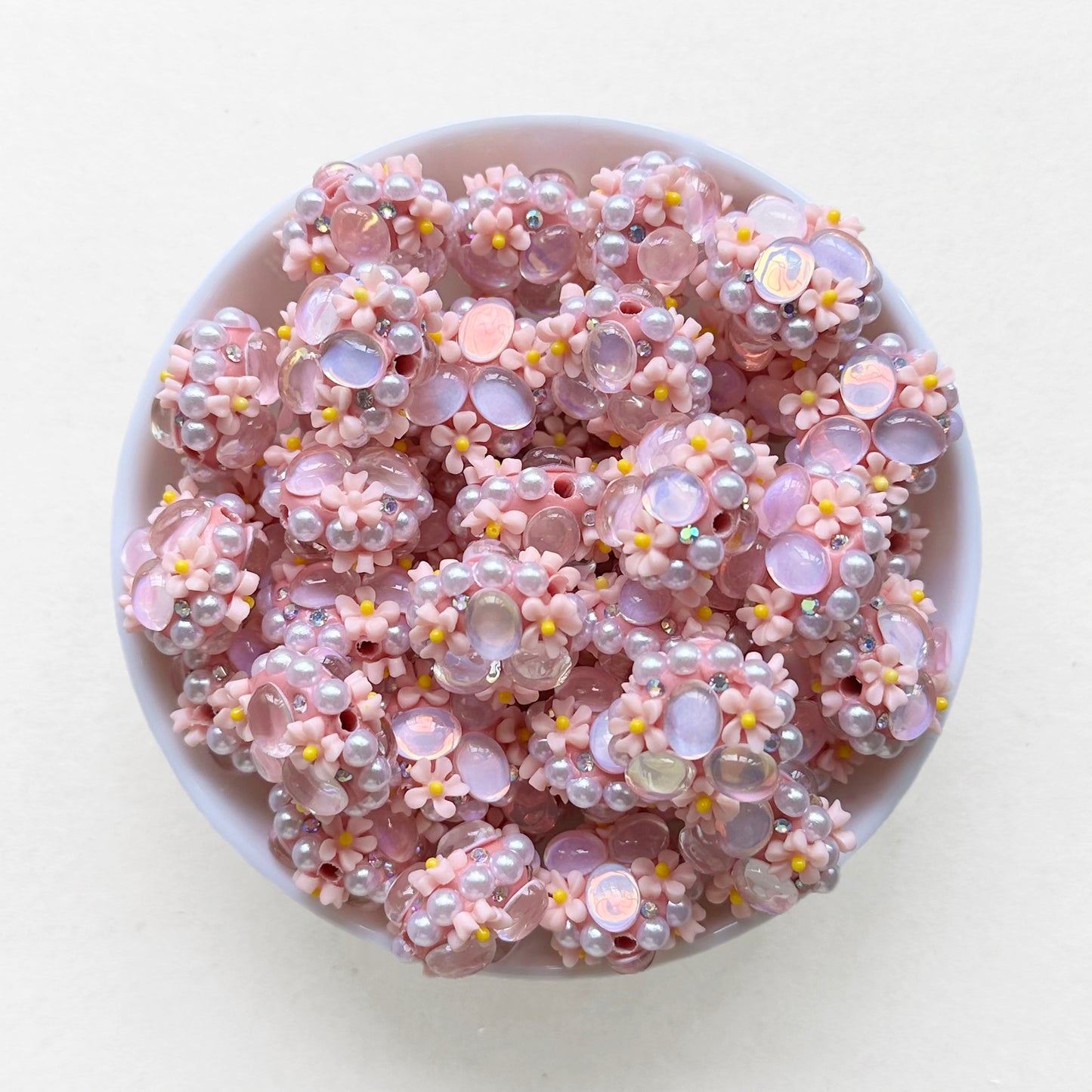 Gem Flower Pearls Polymer Clay Fancy Beads