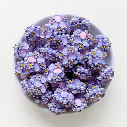 Gem Flower Pearls Polymer Clay Fancy Beads