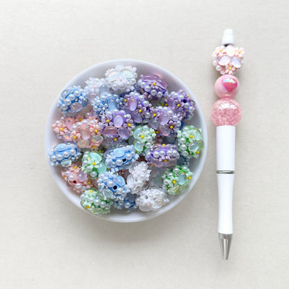 Gem Flower Pearls Polymer Clay Fancy Beads