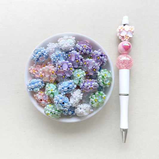 Gem Flower Pearls Polymer Clay Fancy Beads
