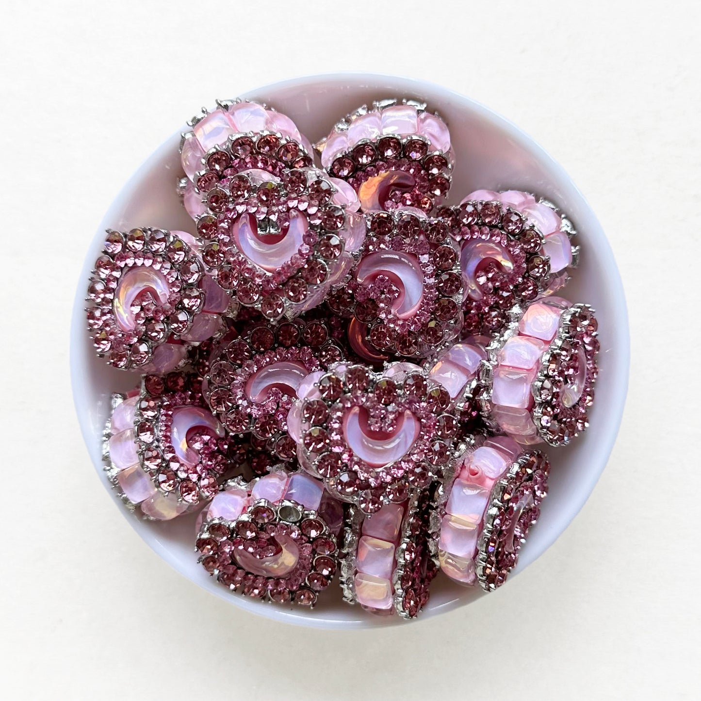 Moon Gem Heart Polymer Clay Beads, Fancy Beads