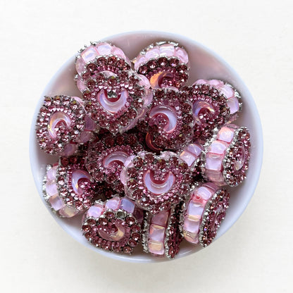 Moon Gem Heart Polymer Clay Beads, Fancy Beads
