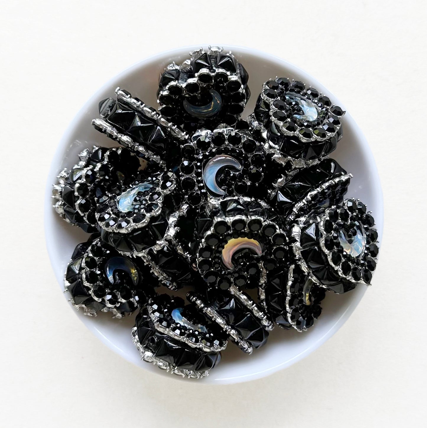 Moon Gem Heart Polymer Clay Beads, Fancy Beads