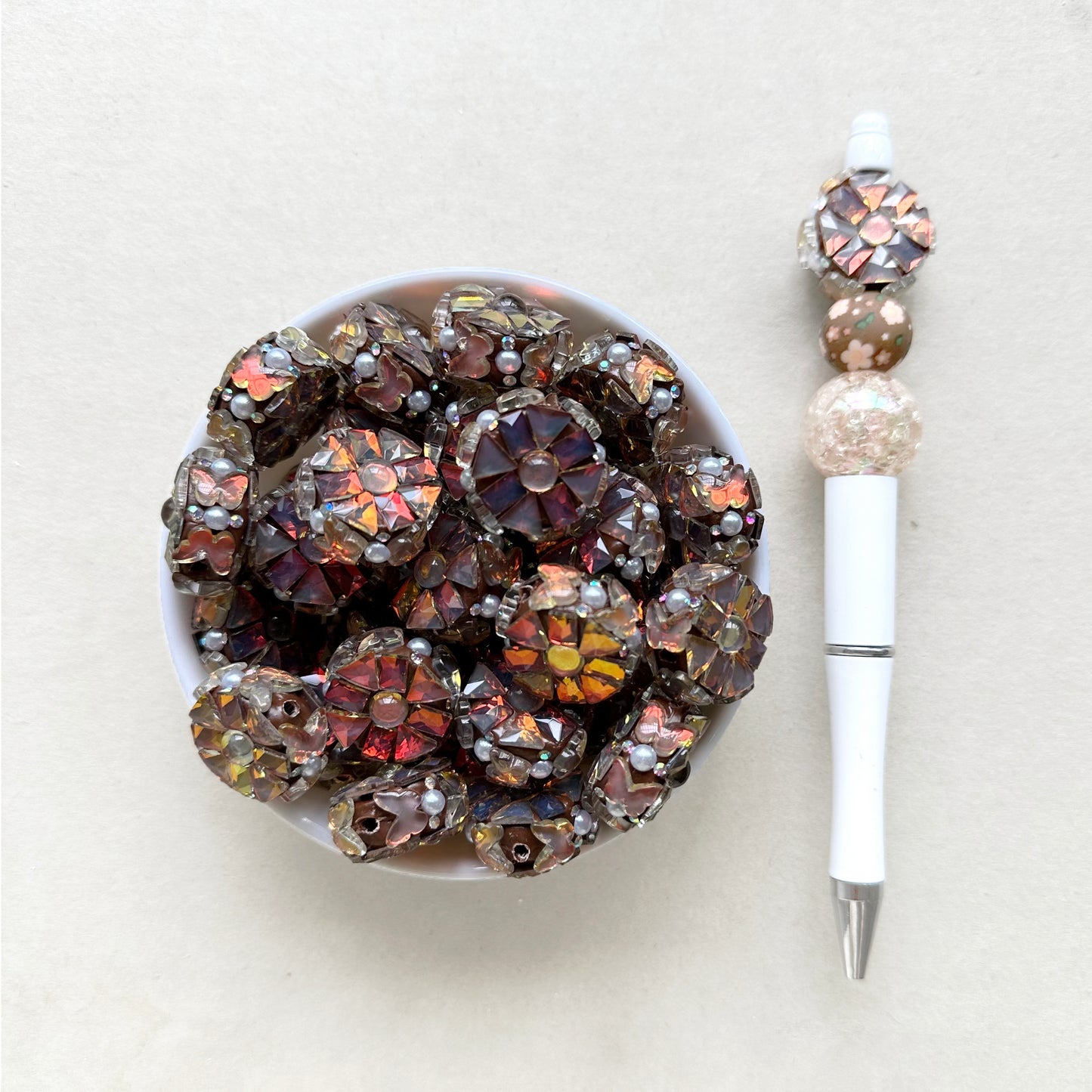 Fancy Gem Rhinestone Polymer Clay Beads