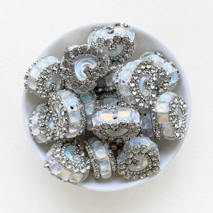 Moon Gem Heart Polymer Clay Beads, Fancy Beads