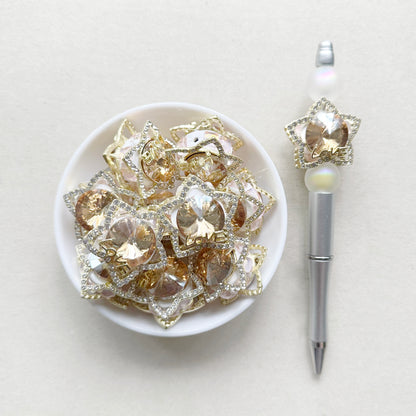 Love Star Gem Beads, Fancy Beads Rhinestone Star Metal Beads