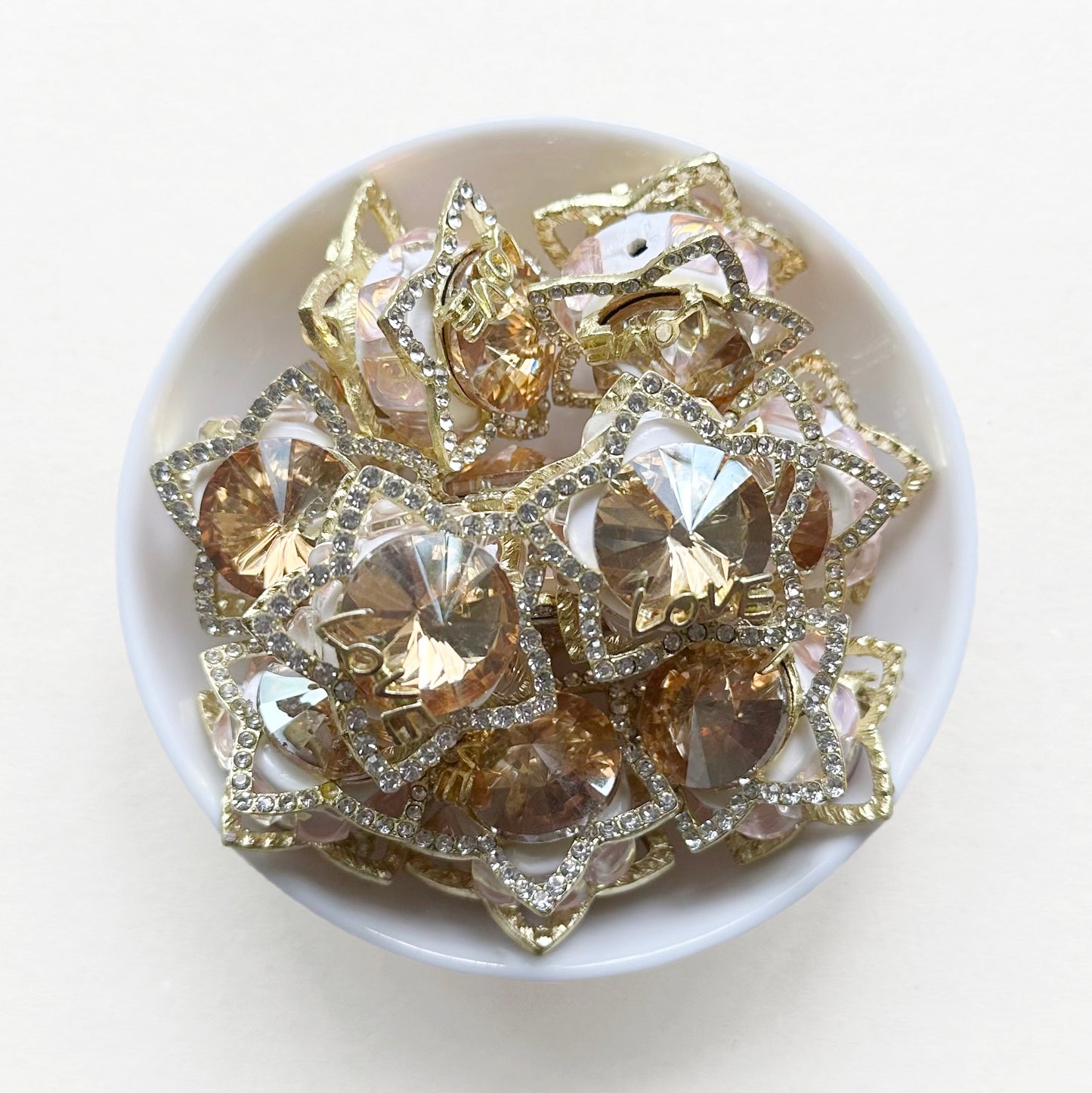 Love Star Gem Beads, Fancy Beads Rhinestone Star Metal Beads