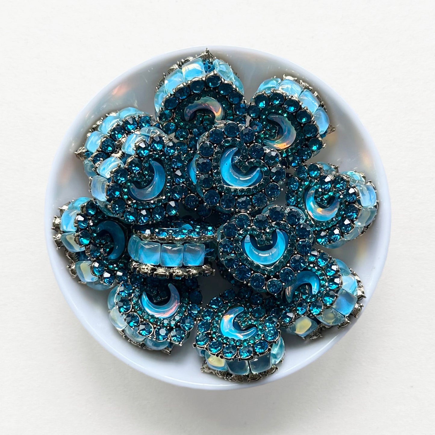 Moon Gem Heart Polymer Clay Beads, Fancy Beads