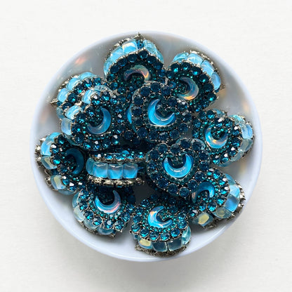 Moon Gem Heart Polymer Clay Beads, Fancy Beads
