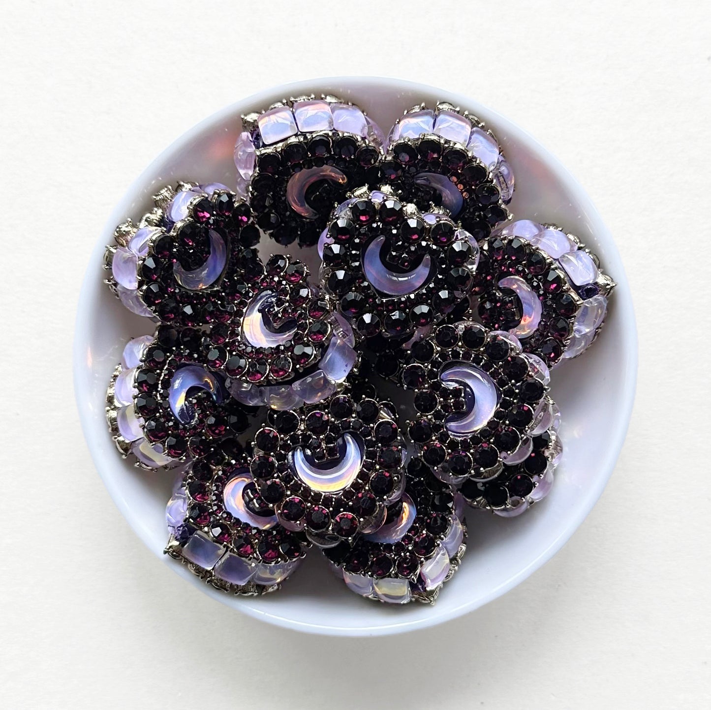 Moon Gem Heart Polymer Clay Beads, Fancy Beads