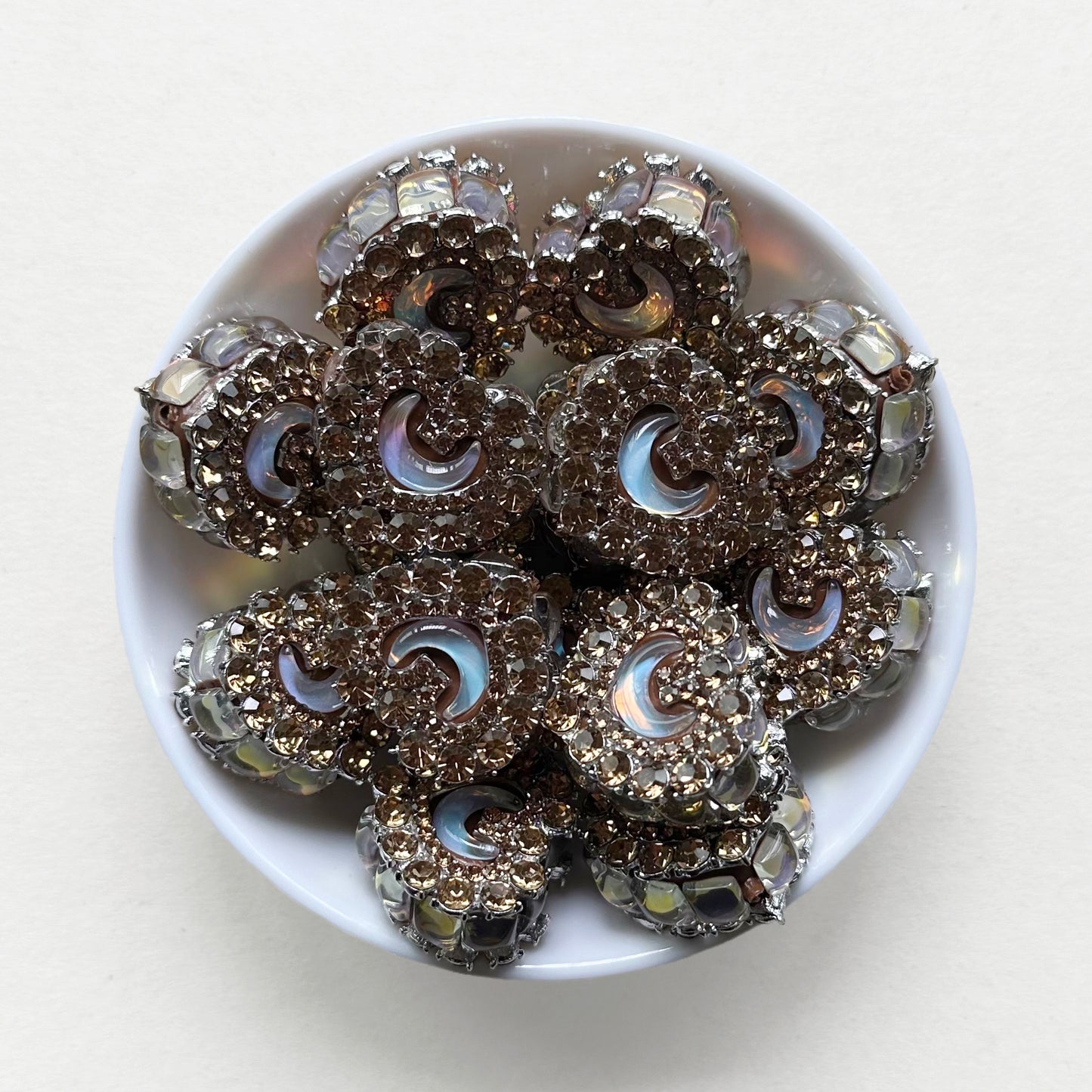 Moon Gem Heart Polymer Clay Beads, Fancy Beads
