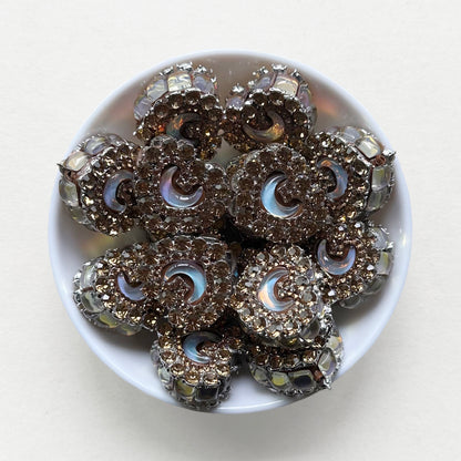 Moon Gem Heart Polymer Clay Beads, Fancy Beads