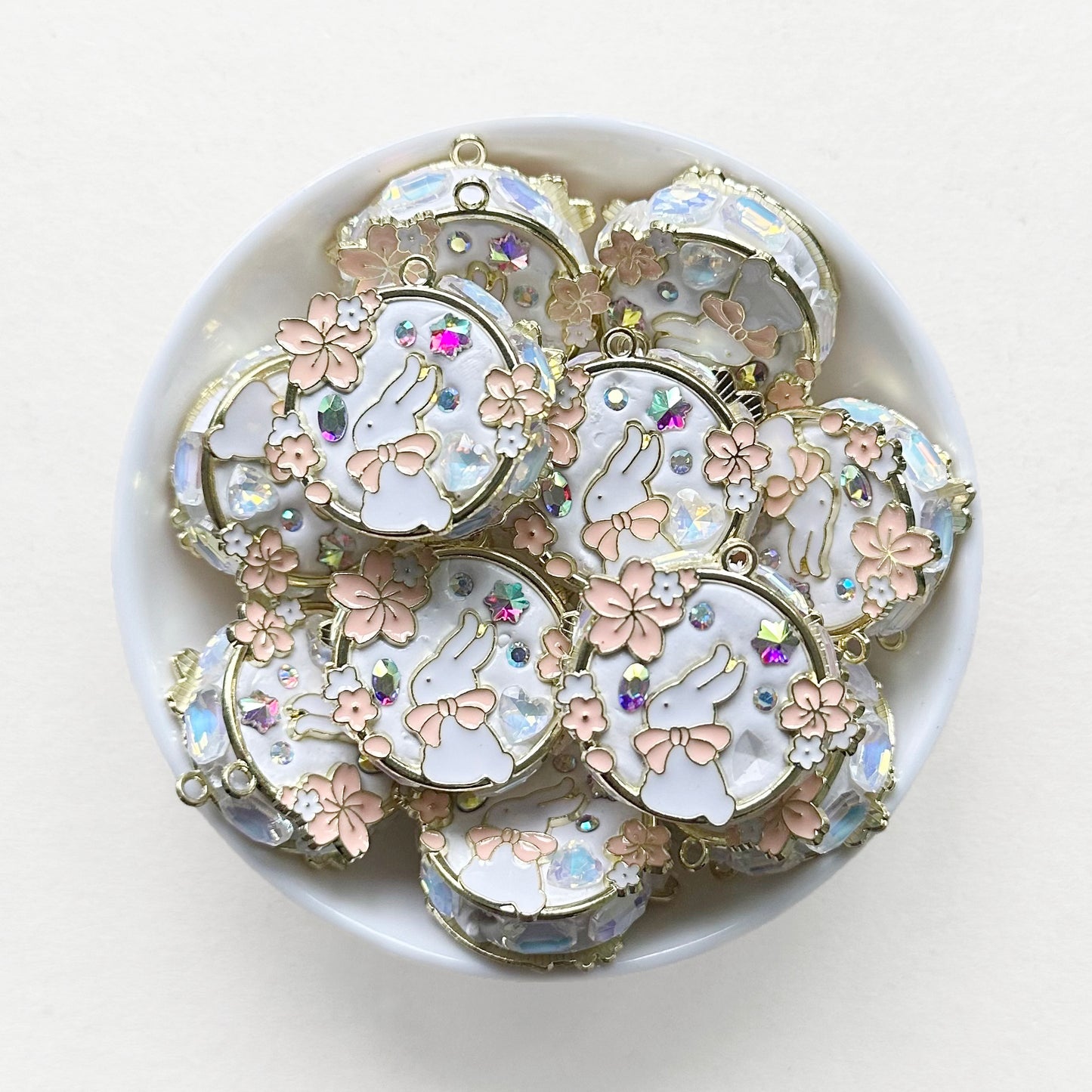 Rhinestone Enamel Polymer Clay Beads, Sparkle Beads, Enamel Fancy Beads