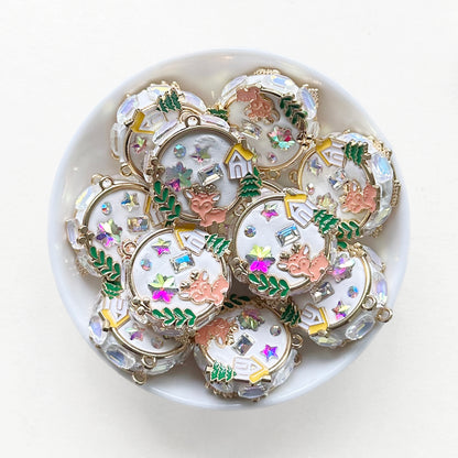 Rhinestone Enamel Polymer Clay Beads, Sparkle Beads, Enamel Fancy Beads