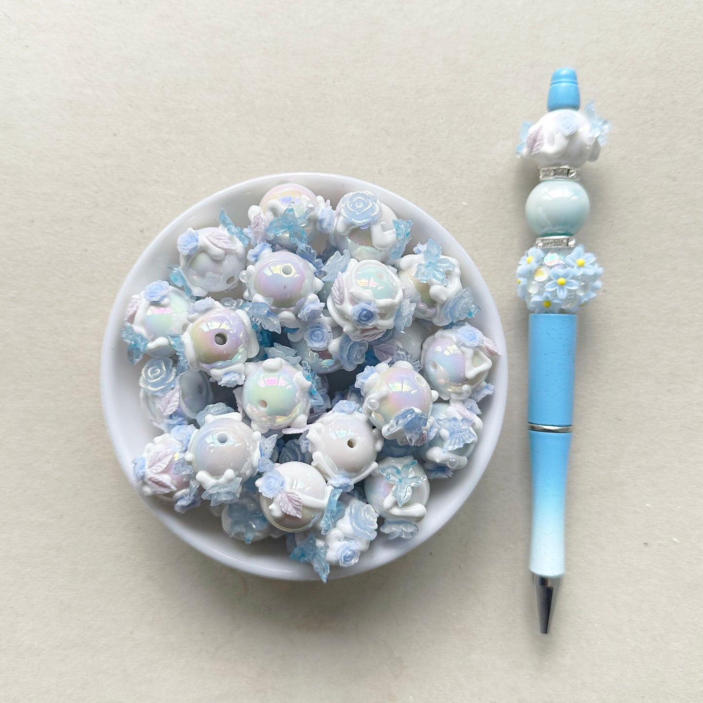 10pcs/Lot Fancy Acrylic Beads, Mix Floral Beads, Gumball Beads