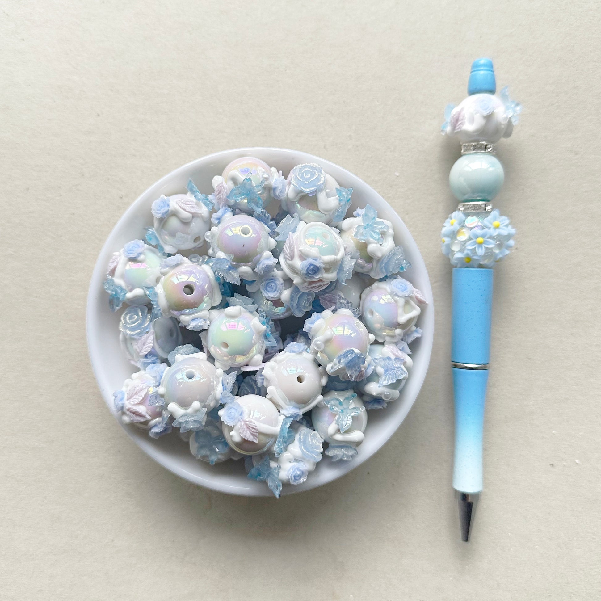 10pcs/Lot Fancy Acrylic Beads, Mix Floral Beads, Gumball Beads