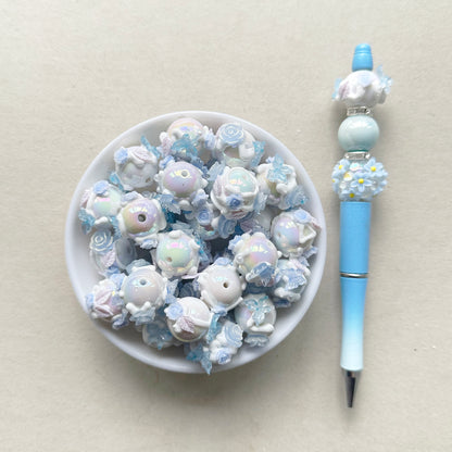 10pcs/Lot Fancy Acrylic Beads, Mix Floral Beads, Gumball Beads