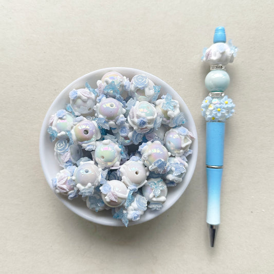 10pcs/Lot Fancy Acrylic Beads, Mix Floral Beads, Gumball Beads