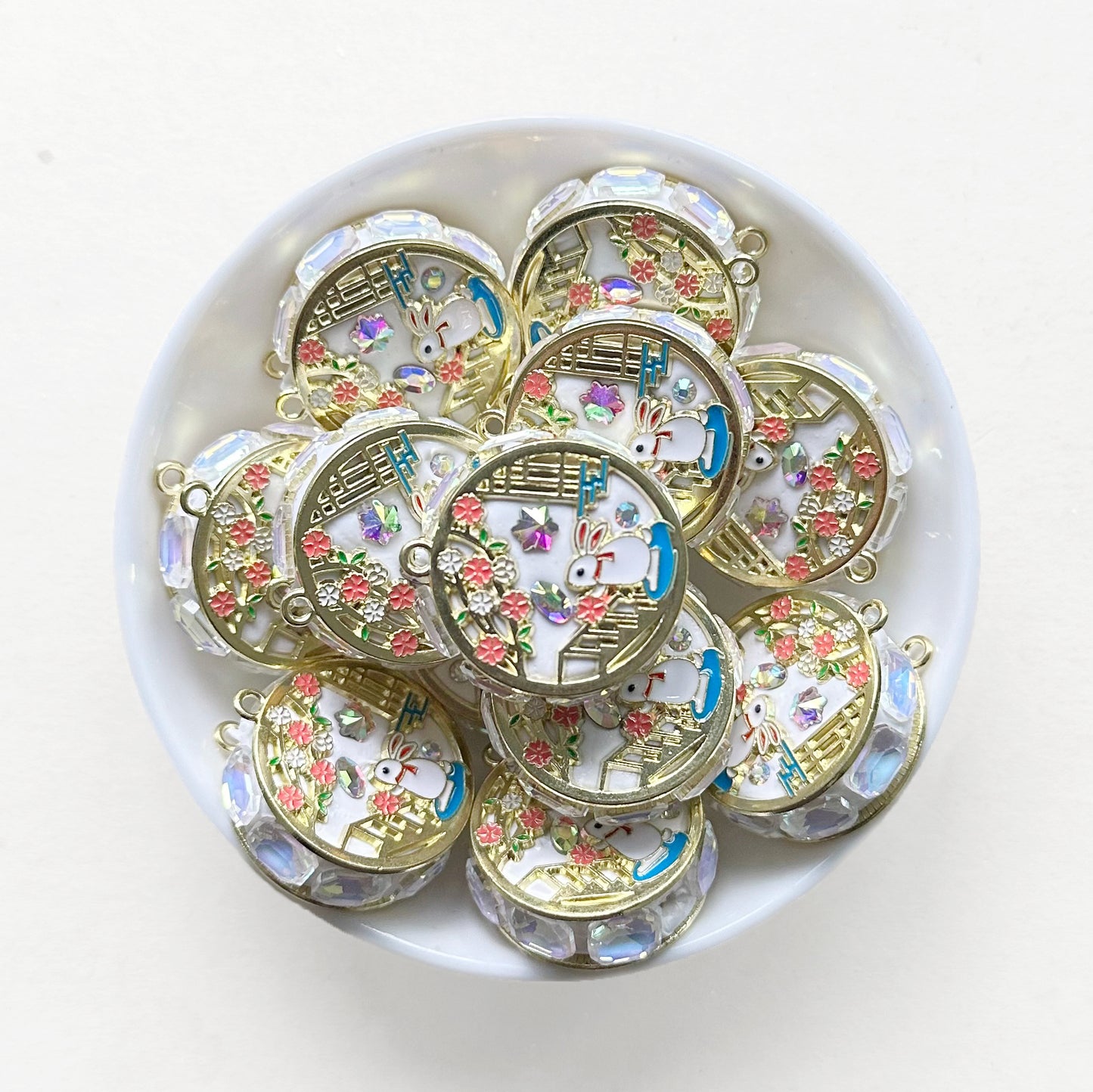 Rhinestone Enamel Polymer Clay Beads, Sparkle Beads, Enamel Fancy Beads