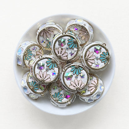 Rhinestone Enamel Polymer Clay Beads, Sparkle Beads, Enamel Fancy Beads