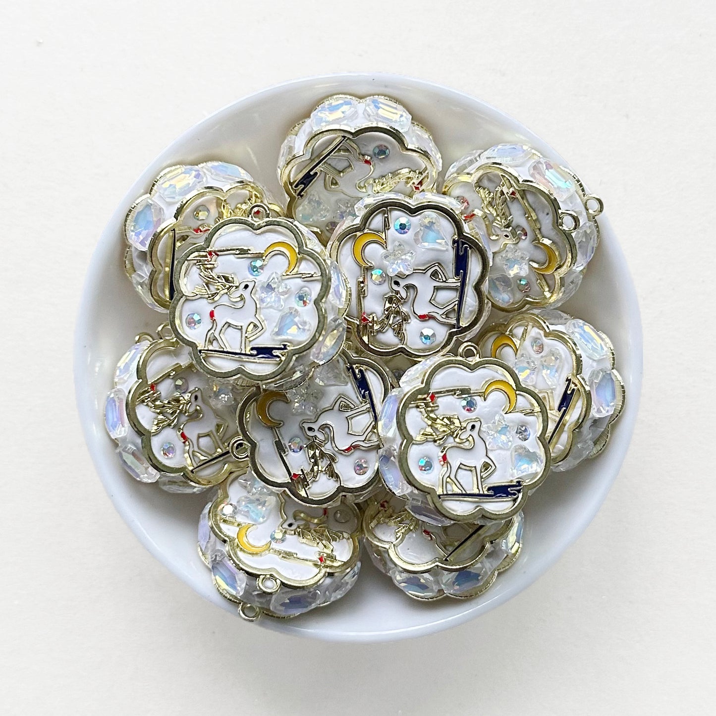 Rhinestone Enamel Polymer Clay Beads, Sparkle Beads, Enamel Fancy Beads