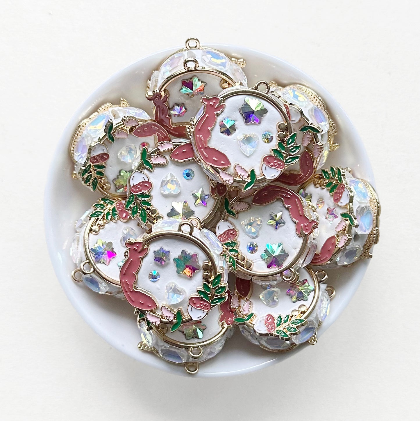 Rhinestone Enamel Polymer Clay Beads, Sparkle Beads, Enamel Fancy Beads