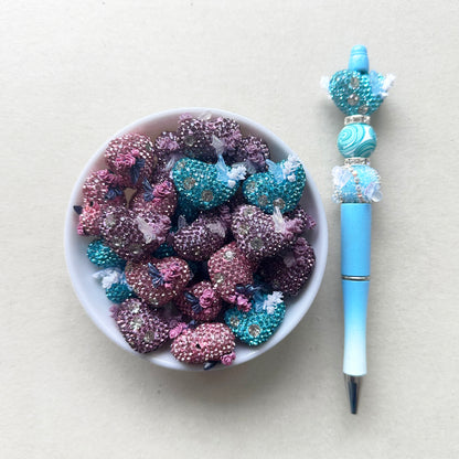 Rhinestone Butterfly Heart Clay Beads, Assorted Fancy Beads