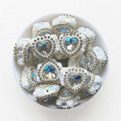 Crystal Gem Fancy Heart Beads, Rhinestone Sparkle Beads