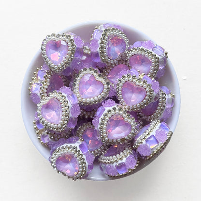 Crystal Gem Fancy Heart Beads, Rhinestone Sparkle Beads
