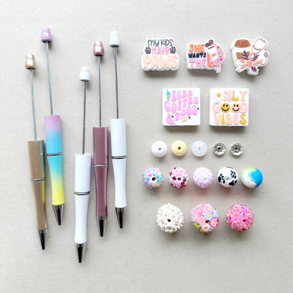 5Pcs Beadable Pen Loose Beads Assorted Kit DlY Beaded Pen