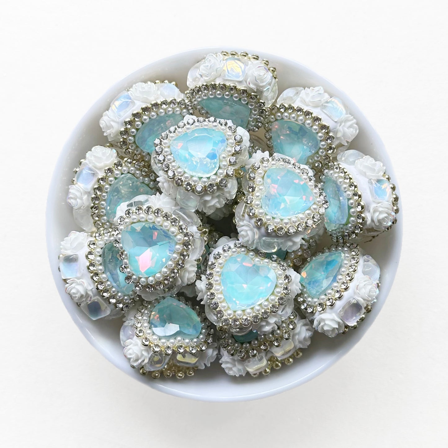Crystal Gem Fancy Heart Beads, Rhinestone Sparkle Beads
