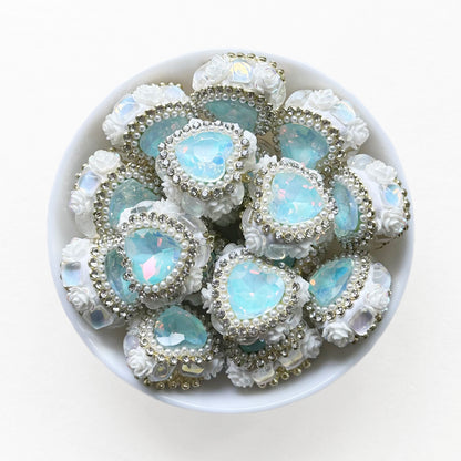 Crystal Gem Fancy Heart Beads, Rhinestone Sparkle Beads