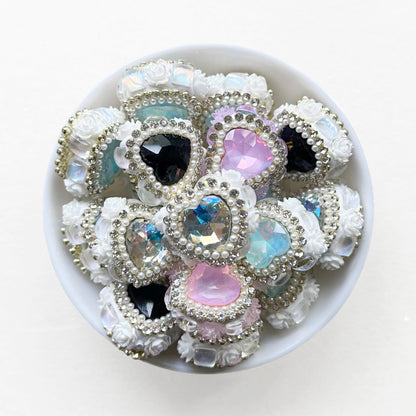 Crystal Gem Fancy Heart Beads, Rhinestone Sparkle Beads