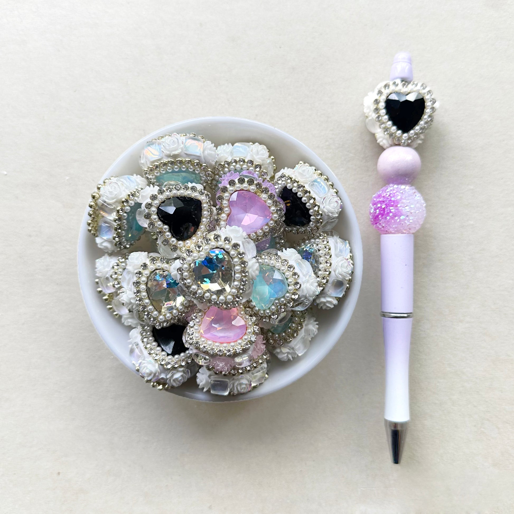 Heart Crystal Fancy Gem Beads, Rhinestone Sparkle Beads