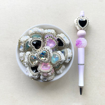 Heart Crystal Fancy Gem Beads, Rhinestone Sparkle Beads