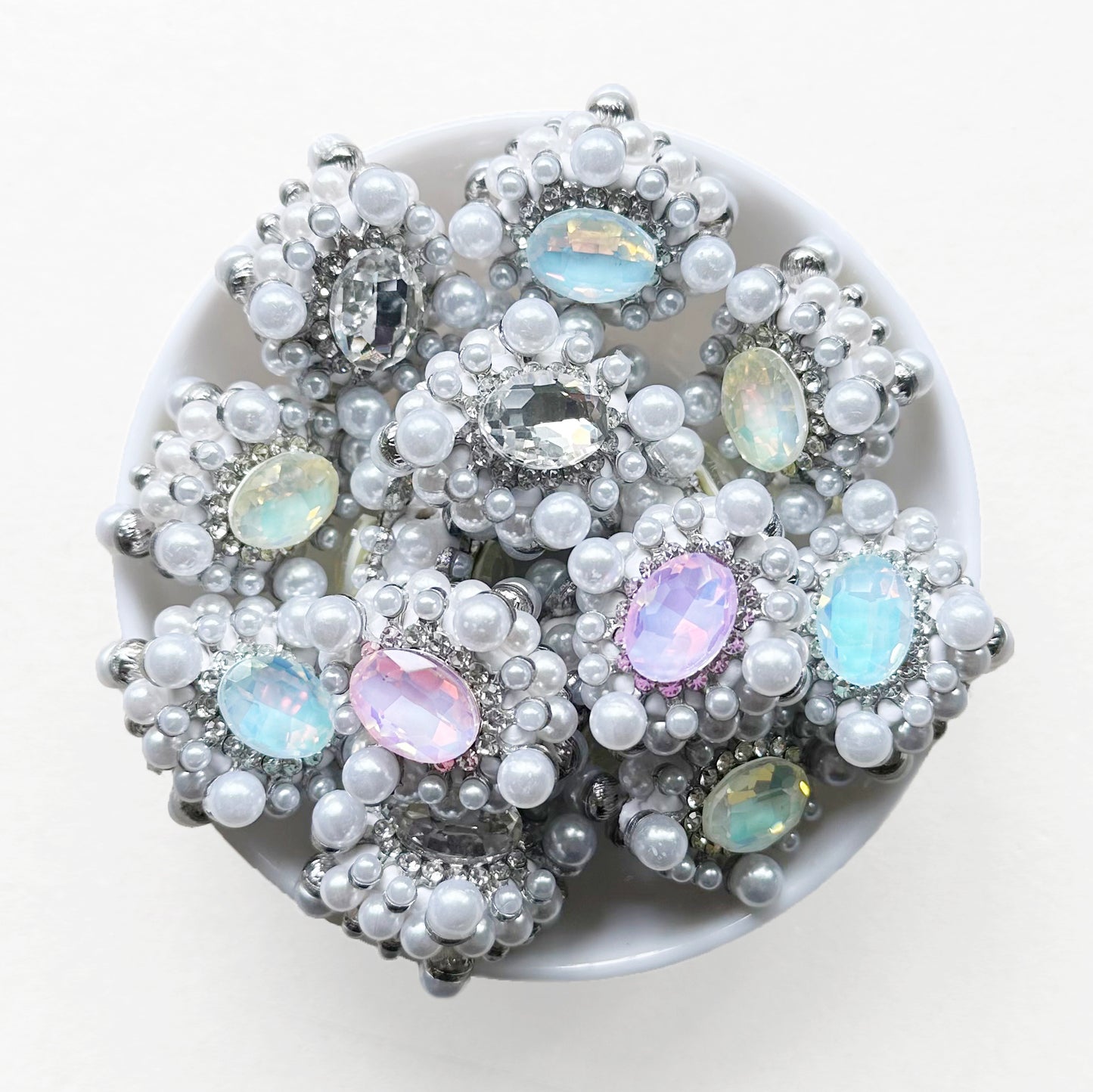 Pearls Gem Clay Fancy Beads, Pen Focals, Fancy Rhinestone Beads
