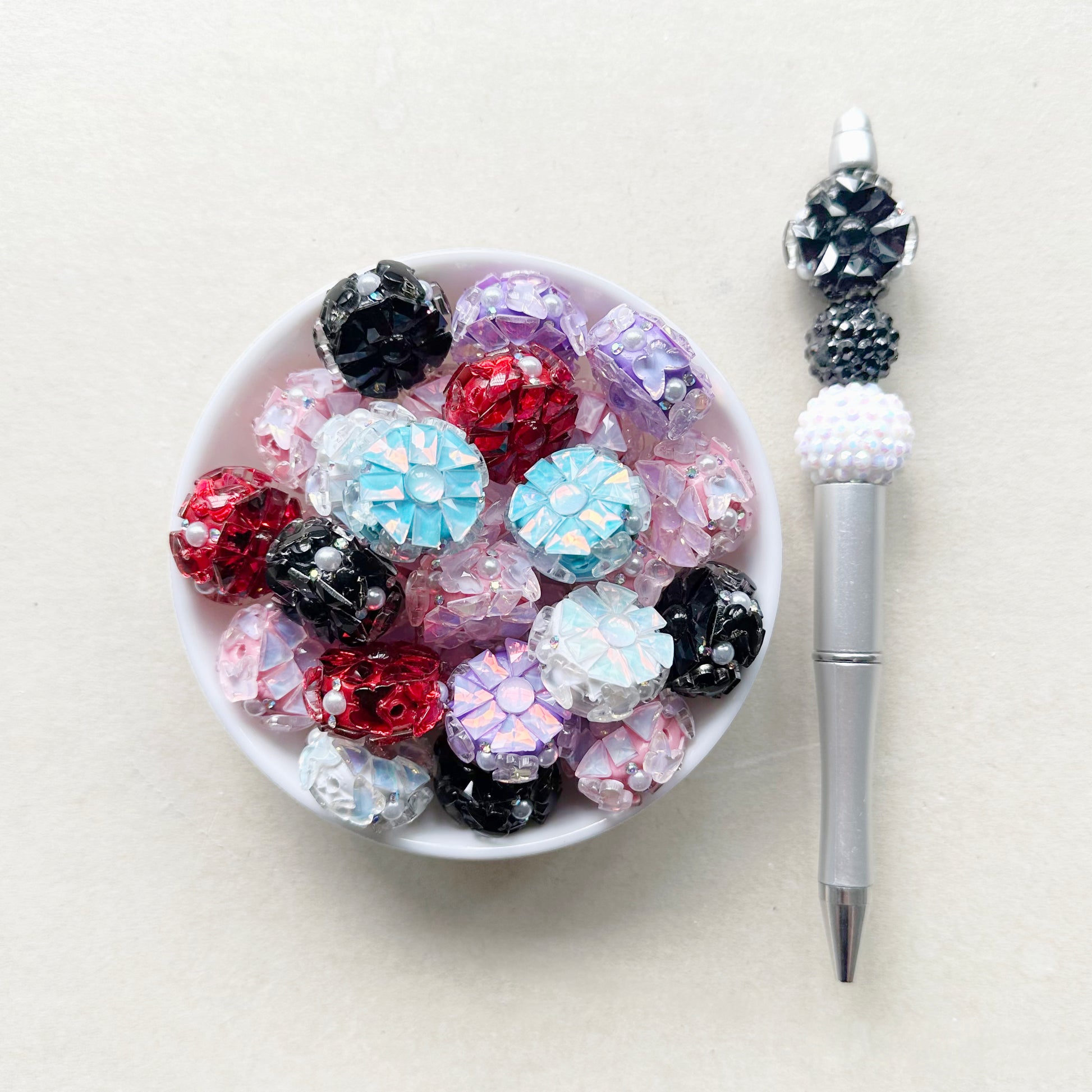 Fancy Gem Rhinestone Polymer Clay Beads