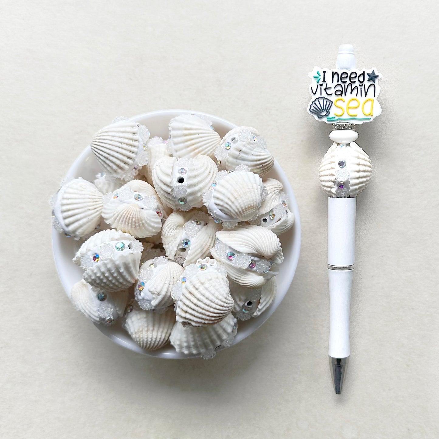 Natural Shell Polymer Clay Beads, Beach Shell Fancy Beads