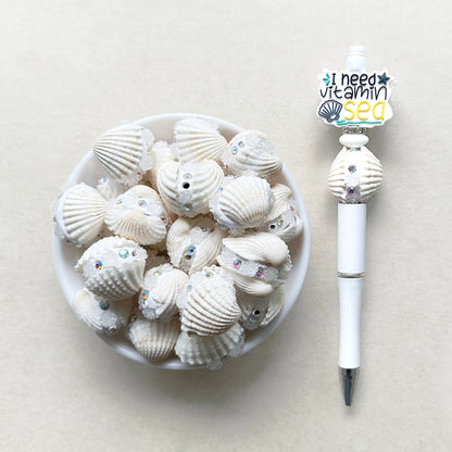 Natural Shell Polymer Clay Beads, Beach Shell Fancy Beads