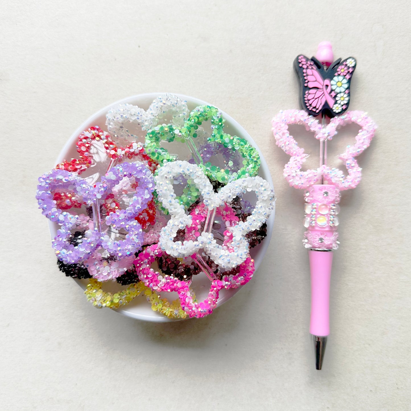 Confetti Rhinestone Butterfly Acrylic Beads Mix, Fancy Butterfly Beads