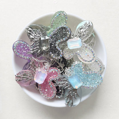 Fancy Butterfly Rhinestone Tassel Acrylic Beads