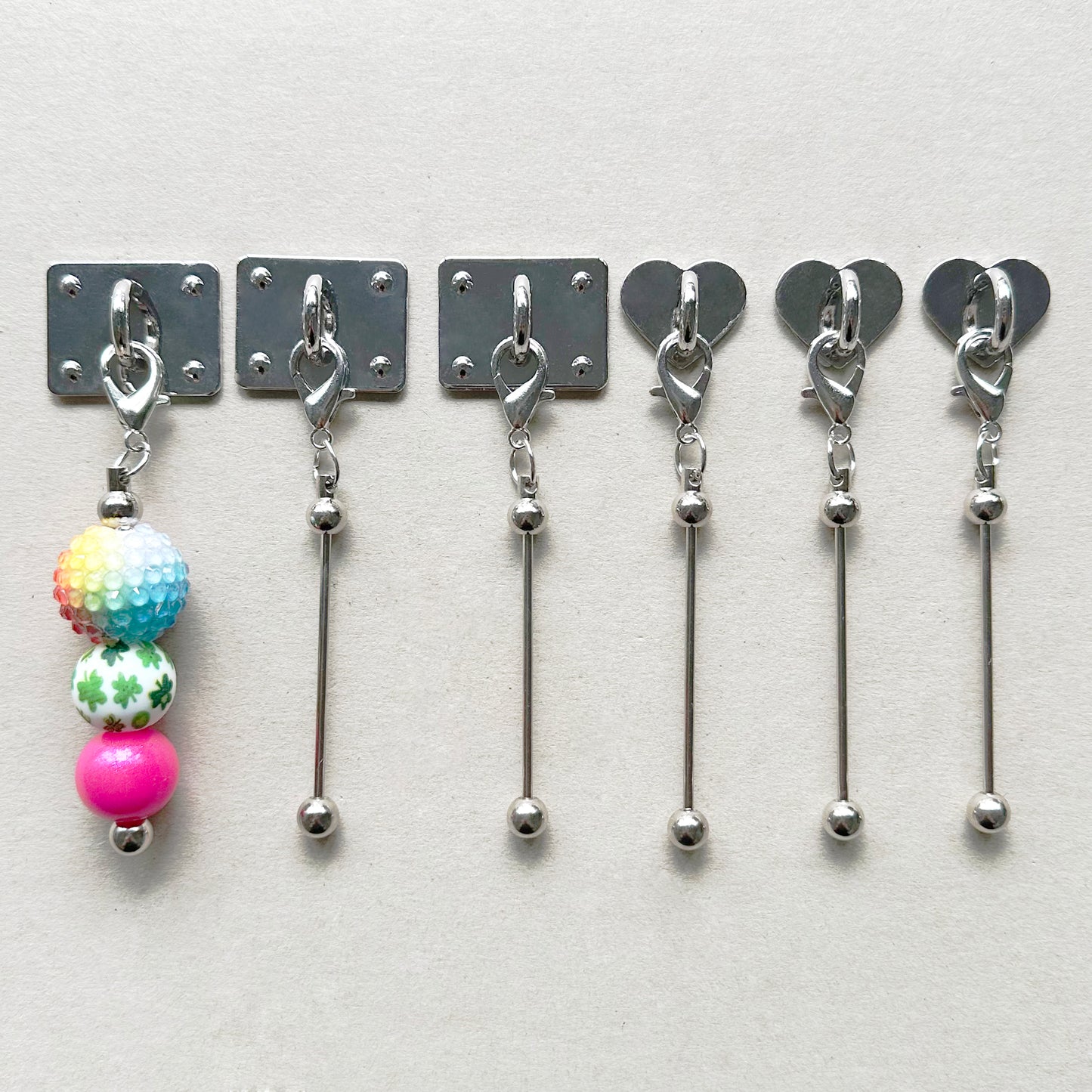 Beadable Cup Charm with Sticker,Bar Blank