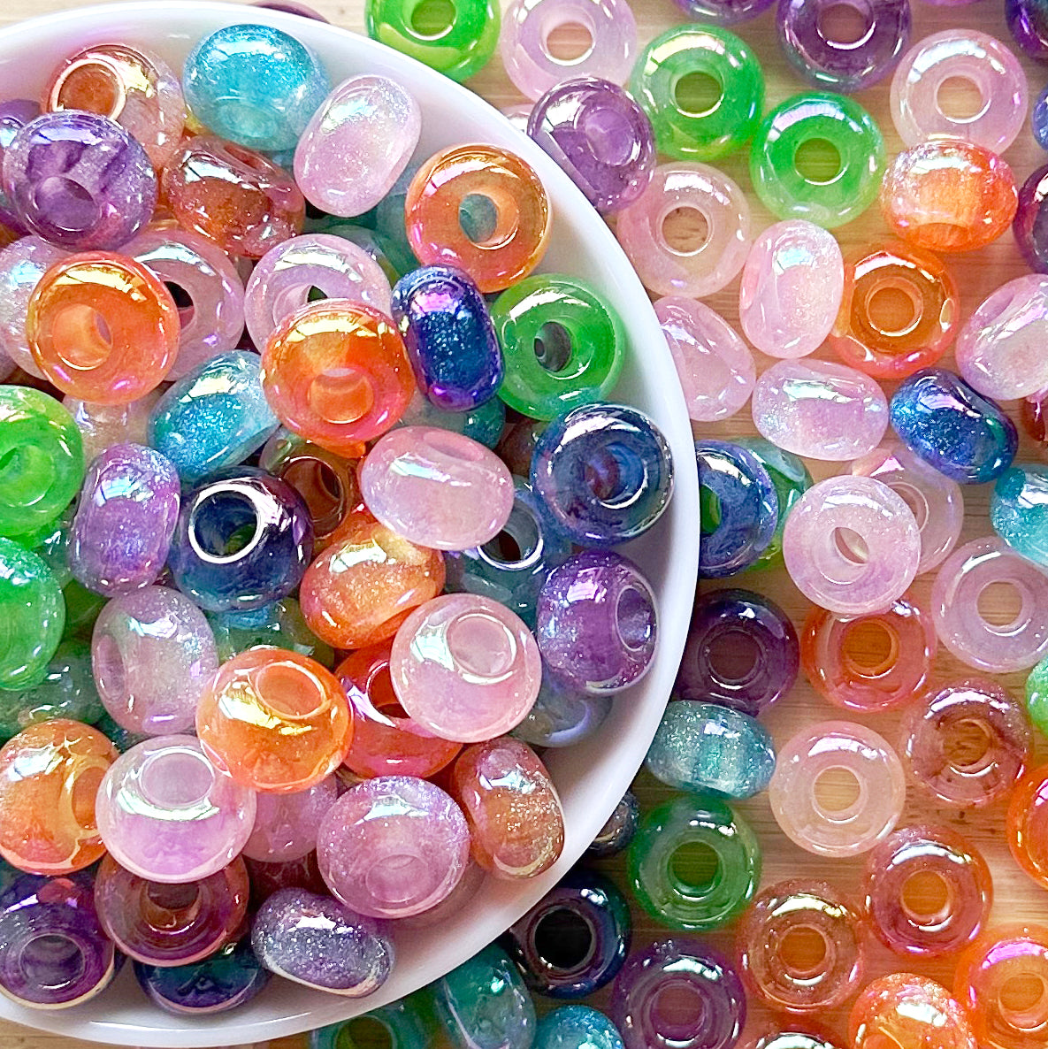 14mm Galaxy Abacus Spacer Beads,Shimmer Beads,Acrylic Beads