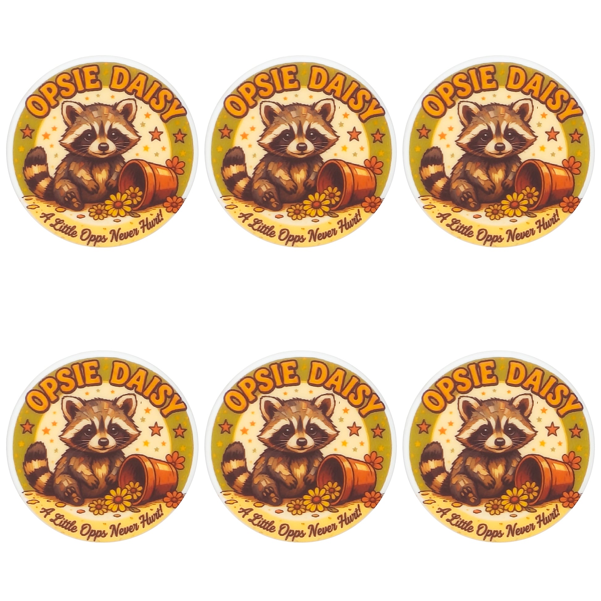 Raccoon Daisy Round Print Focal
